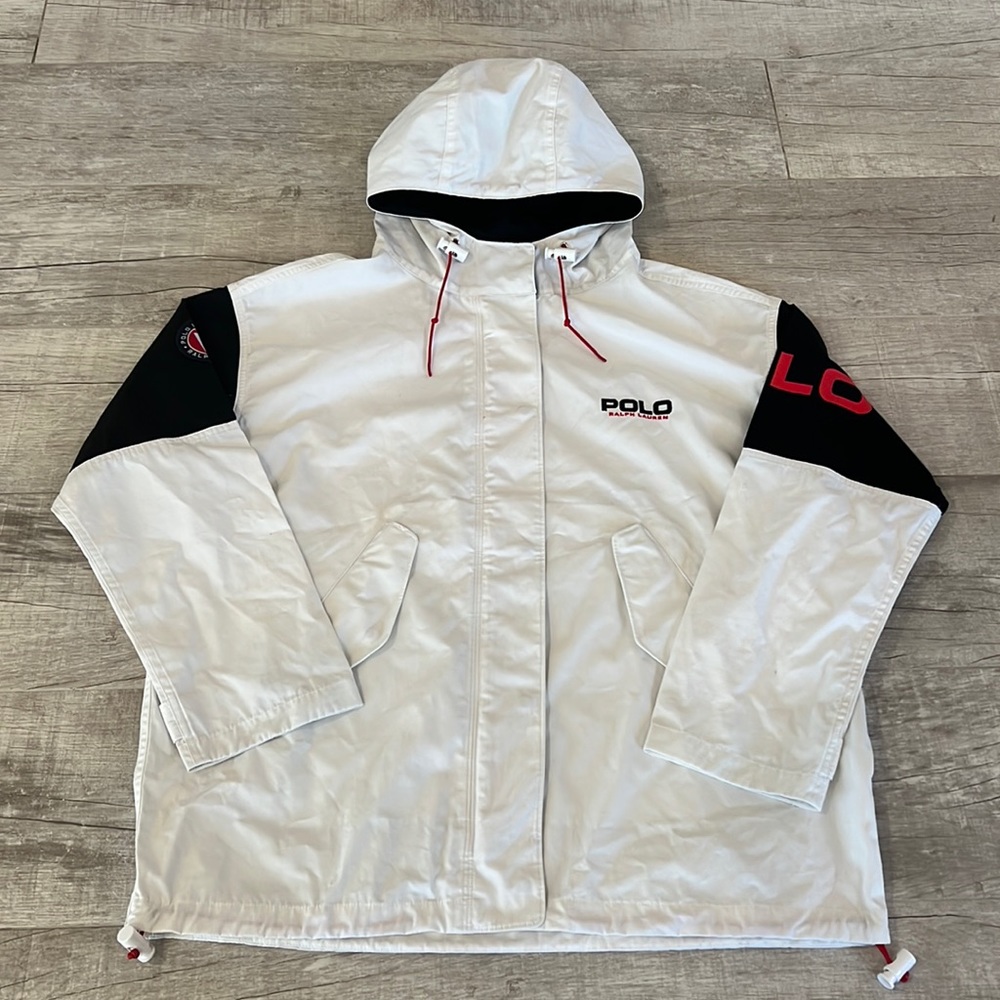 Polo Ralph Lauren Women’s Small White Polo‎ Sport Windbreaker Patch Jacket NWOT
